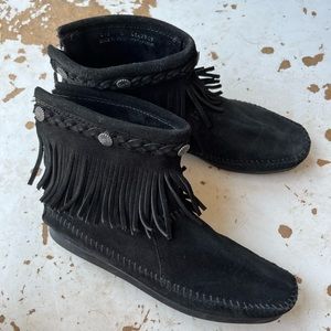 Black Minnetonka ankle boots